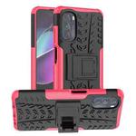 For Motorola Moto G 5G 2022 Tire Texture TPU + PC Phone Case with Holder(Pink)