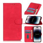 For iPhone 14 Pro KHAZNEH Retro Texture Leather Phone Case (Red)