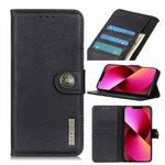 For iPhone 14 KHAZNEH Cowhide Texture Horizontal Flip Leather Phone Case (Black)