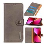 For iPhone 14 Plus KHAZNEH Cowhide Texture Horizontal Flip Leather Phone Case  (Khaki)