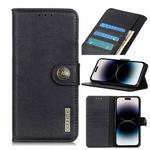 For iPhone 14 Pro Max KHAZNEH Cowhide Texture Horizontal Flip Leather Phone Case (Black)