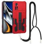 For Xiaomi Poco X4 Pro 5G Vanguard Lanyard Kickstand TPU + PC Phone Case(Red)