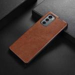 For LG Wing 5G FaletteTexture PU+TPU+PC Shockproof Phone Case(Brown)