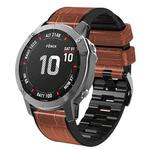 For Garmin Fenix 7 / 6 / 5 Crocodile Texture Silicone Leather Watch Band(Brown)