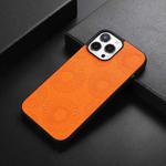 For iPhone 13 Pro Max Sunflower Pattern PU+TPU+PC Shockproof Phone Case (Orange)