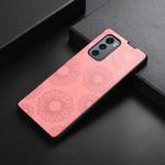 For LG Wing 5G Sunflower Pattern PU+TPU+PC Shockproof Phone Case(Pink)