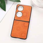 For Huawei P50 Pocket Sunflower Pattern PU+TPU+PC Shockproof Phone Case(Orange)