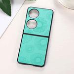 For Huawei P50 Pocket Sunflower Pattern PU+TPU+PC Shockproof Phone Case(Baby Blue)