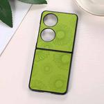 For Huawei P50 Pocket Sunflower Pattern PU+TPU+PC Shockproof Phone Case(Light Green)