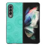 For Samsung Galaxy Z Fold3 5G Sunflower Pattern PU+TPU+PC Shockproof Phone Case(Baby Blue)