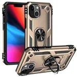 For iPhone 14 Shockproof TPU + PC Ring Holder Phone Case (Gold)