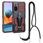 For Xiaomi Redmi Note 11 Pro Global Lanyard Mecha Armor Kickstand PC + TPU Phone Case(Brown)