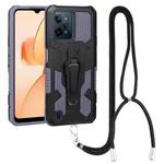 For OPPO Realme C31 Lanyard Mecha Armor Kickstand PC + TPU Phone Case(Grey)