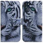 For Motorola Moto G 2022 Coloured Drawing Leather Phone Case(Tiger)
