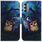 For Motorola Moto G Stylus 5G 2022 Coloured Drawing Leather Phone Case(Oil Painting Owl)