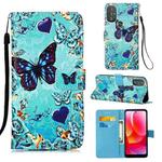 For Motorola Moto G Power 2022 Colored Drawing Plain Weave Leather Phone Case(Heart Butterfly)