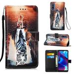 For Motorola Moto G Pure Colored Drawing Plain Weave Leather Phone Case(Cat And Tiger)