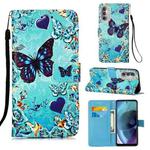 For Motorola Moto G51 5G Colored Drawing Plain Weave Leather Phone Case(Heart Butterfly)