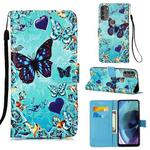 For Motorola Moto G71 5G Colored Drawing Plain Weave Leather Phone Case(Heart Butterfly)