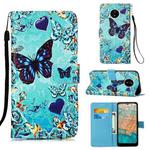 For Nokia C20 / C10 Colored Drawing Plain Weave Leather Phone Case(Heart Butterfly)