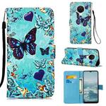 For Nokia G20 / G10 Colored Drawing Plain Weave Leather Phone Case(Heart Butterfly)
