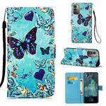 For Nokia G21 / G11 Colored Drawing Plain Weave Leather Phone Case(Heart Butterfly)