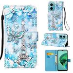 For Xiaomi Redmi 10 Prime+ 5G/Note 11E Colored Drawing Plain Weave Leather Phone Case(Tower Butterfly)