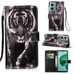 For Xiaomi Redmi 10 Prime+ 5G/Note 11E Colored Drawing Plain Weave Leather Phone Case(Black White Tiger)