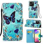 For Xiaomi Redmi 10A Colored Drawing Plain Weave Leather Phone Case(Heart Butterfly)