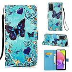 For Samsung Galaxy A03s 165.8mm Colored Drawing Plain Weave Leather Phone Case(Heart Butterfly)