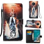 For Nokia G50 Colored Drawing Plain Weave Leather Phone Case(Cat And Tiger)