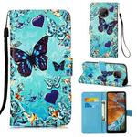 For Nokia G300 Colored Drawing Plain Weave Leather Phone Case(Heart Butterfly)