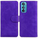 For Motorola Edge 30 Skin Feel Pure Color Flip Leather Phone Case(Purple)