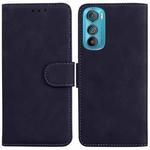 For Motorola Edge 30 Skin Feel Pure Color Flip Leather Phone Case(Black)