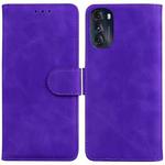 For Motorola Moto G 2022 Skin Feel Pure Color Flip Leather Phone Case(Purple)