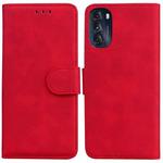 For Motorola Moto G 2022 Skin Feel Pure Color Flip Leather Phone Case(Red)
