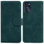 For Motorola Moto G 2022 Skin Feel Pure Color Flip Leather Phone Case(Green)