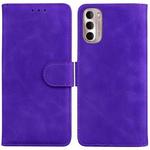 For Motorola Moto G Stylus 4G 2022 Skin Feel Pure Color Flip Leather Phone Case(Purple)