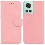 For OnePlus 10R / Ace Skin Feel Pure Color Flip Leather Phone Case(Pink)