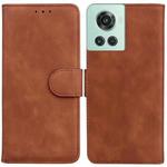 For OnePlus 10R / Ace Skin Feel Pure Color Flip Leather Phone Case(Brown)