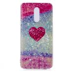 For LG Stylo 5 Coloured Drawing Pattern IMD Workmanship Soft TPU Protective Case(Red Heart)