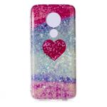 For Motorola Moto G7 Power Coloured Drawing Pattern IMD Workmanship Soft TPU Protective Case(Red Heart)