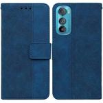 For Motorola Edge 30 Geometric Embossed Leather Phone Case(Blue)