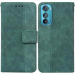 For Motorola Edge 30 Geometric Embossed Leather Phone Case(Green)