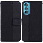 For Motorola Edge 30 Geometric Embossed Leather Phone Case(Black)