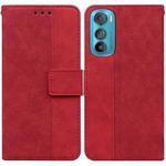For Motorola Edge 30 Geometric Embossed Leather Phone Case(Red)