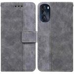 For Motorola Moto G 2022 Geometric Embossed Leather Phone Case(Grey)