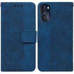 For Motorola Moto G 2022 Geometric Embossed Leather Phone Case(Blue)