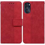 For Motorola Moto G 2022 Geometric Embossed Leather Phone Case(Red)