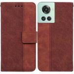 For OnePlus 10R / Ace Geometric Embossed Leather Phone Case(Brown)